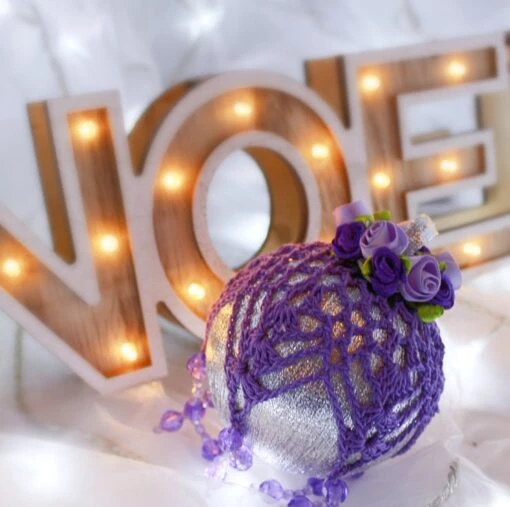 Silver And Purple Crochet Lace Vintage Style Christmas Bauble, L4 -Christmas Homeware & Accessories Shop featureditemlargei 1001