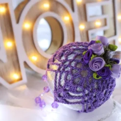 Silver And Purple Crochet Lace Vintage Style Christmas Bauble, L4 -Christmas Homeware & Accessories Shop featureditemlargei 1003