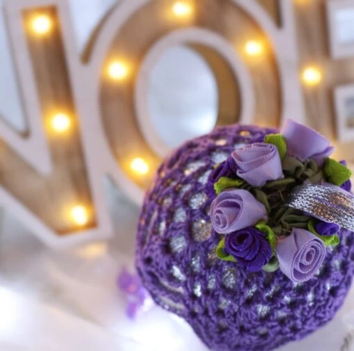 Silver And Purple Crochet Lace Vintage Style Christmas Bauble, L4 -Christmas Homeware & Accessories Shop featureditemlargei 1004