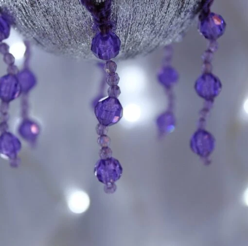 Silver And Purple Crochet Lace Vintage Style Christmas Bauble, L4 -Christmas Homeware & Accessories Shop featureditemlargei 1008