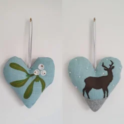 Christmas Padded Heart Hanging Decorations, Holly, Mistletoe, Berries, Handmade -Christmas Homeware & Accessories Shop featureditemlargei 1021