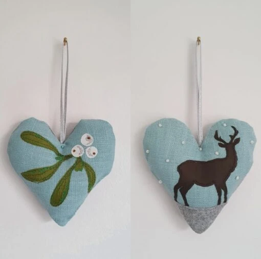 Christmas Padded Heart Hanging Decorations, Holly, Mistletoe, Berries, Handmade -Christmas Homeware & Accessories Shop featureditemlargei 1021