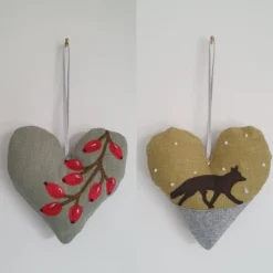Christmas Padded Heart Hanging Decorations, Holly, Mistletoe, Berries, Handmade -Christmas Homeware & Accessories Shop featureditemlargei 1023