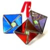 Stained Glass Tree Decoration Set Of 3 5cm Square Christmas Dichroic