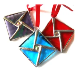 Stained Glass Tree Decoration Set Of 3 5cm Square Christmas Dichroic -Christmas Homeware & Accessories Shop featureditemlargei 1031