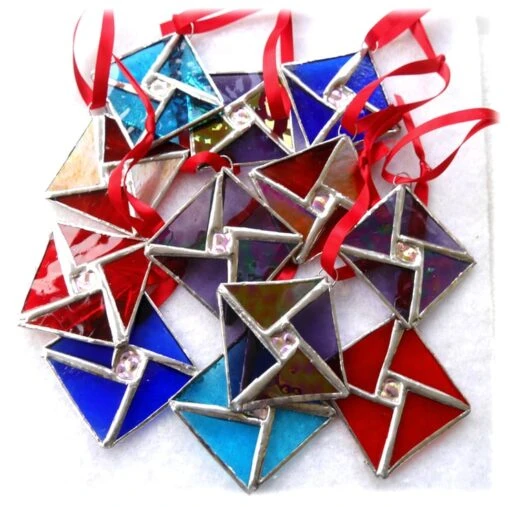 Stained Glass Tree Decoration Set Of 3 5cm Square Christmas Dichroic -Christmas Homeware & Accessories Shop featureditemlargei 1032