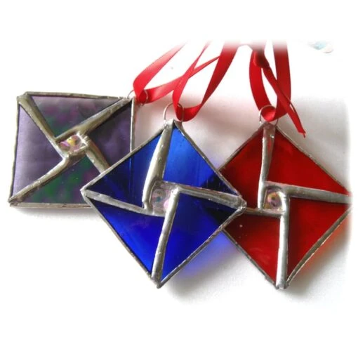 Stained Glass Tree Decoration Set Of 3 5cm Square Christmas Dichroic -Christmas Homeware & Accessories Shop featureditemlargei 1034