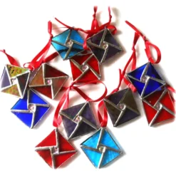 Stained Glass Tree Decoration Set Of 3 5cm Square Christmas Dichroic -Christmas Homeware & Accessories Shop featureditemlargei 1035