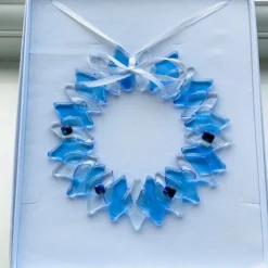 Wonderful Blue Wreath - Fused Glass Christmas Wreath