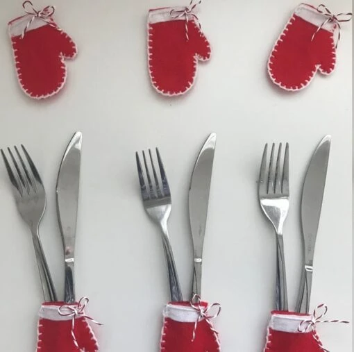 Christmas Gloves Cutlery Holders, Christmas Table Decorations, Xmas Decor, Chris