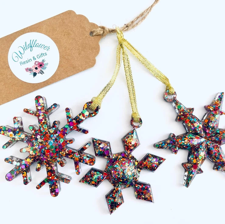 Glittery Christmas Decorations, Rainbow Christmas Decor, Tree Decorations 2 Glittery Christmas Decorations, Rainbow Christmas Decor, Tree Decorations - Image 2