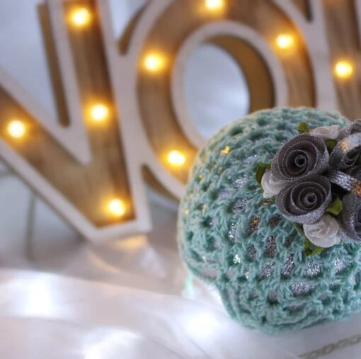 Silver And Mint Green Crochet Lace Vintage Style Christmas Bauble, H4 -Christmas Homeware & Accessories Shop featureditemlargei 1101
