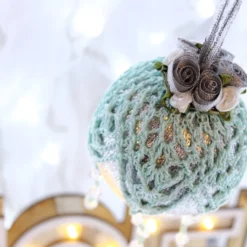 Silver And Mint Green Crochet Lace Vintage Style Christmas Bauble, H4 -Christmas Homeware & Accessories Shop featureditemlargei 1105