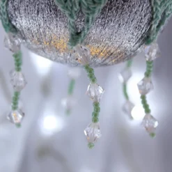 Silver And Mint Green Crochet Lace Vintage Style Christmas Bauble, H4 -Christmas Homeware & Accessories Shop featureditemlargei 1108