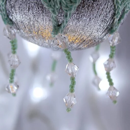 Silver And Mint Green Crochet Lace Vintage Style Christmas Bauble, H4 -Christmas Homeware & Accessories Shop featureditemlargei 1108