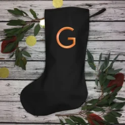 Black Christmas Stocking- Xmas Initial Holiday Decoration, Custom Monogram 14 Black Christmas Stocking- Xmas Initial Holiday Decoration, Custom Monogram -Christmas Homeware & Accessories Shop featureditemlargei 1119