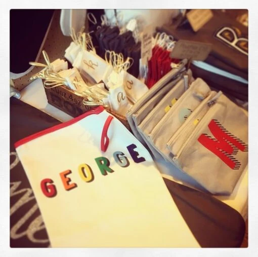 Large Christmas Stocking- Whole Name In 'Bingley Bang' Rainbow Type. White, Red, -Christmas Homeware & Accessories Shop featureditemlargei 1130