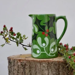 Christmas Holly And Mistletoe Farmhouse Jug - Hand Painted -Christmas Homeware & Accessories Shop featureditemlargei 1141