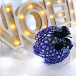 Silver And Dark Blue Crochet Lace Vintage Style Christmas Bauble, N4 -Christmas Homeware & Accessories Shop featureditemlargei 1146