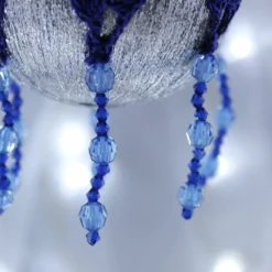 Silver And Dark Blue Crochet Lace Vintage Style Christmas Bauble, N4 -Christmas Homeware & Accessories Shop featureditemlargei 1152