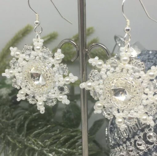 Sterling Silver Beaded Snowflake Gift Set, Christmas Necklace And Earrings -Christmas Homeware & Accessories Shop featureditemlargei 1160