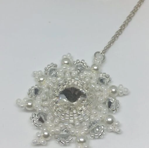 Sterling Silver Beaded Snowflake Gift Set, Christmas Necklace And Earrings -Christmas Homeware & Accessories Shop featureditemlargei 1162