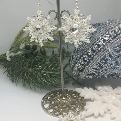 Sterling Silver Beaded Snowflake Gift Set, Christmas Necklace And Earrings -Christmas Homeware & Accessories Shop featureditemlargei 1164