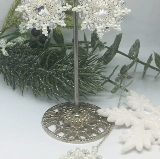 Sterling Silver Beaded Snowflake Gift Set, Christmas Necklace And Earrings -Christmas Homeware & Accessories Shop featureditemlargei 1165