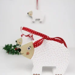 Polar Bear Christmas Tree Hanging Decoration, Cute Wooden Animal Stocking Filler -Christmas Homeware & Accessories Shop featureditemlargei 1172