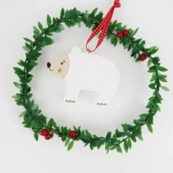 Polar Bear Christmas Tree Hanging Decoration, Cute Wooden Animal Stocking Filler -Christmas Homeware & Accessories Shop featureditemlargei 1173