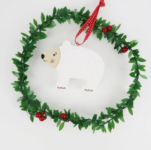 Polar Bear Christmas Tree Hanging Decoration, Cute Wooden Animal Stocking Filler -Christmas Homeware & Accessories Shop featureditemlargei 1173