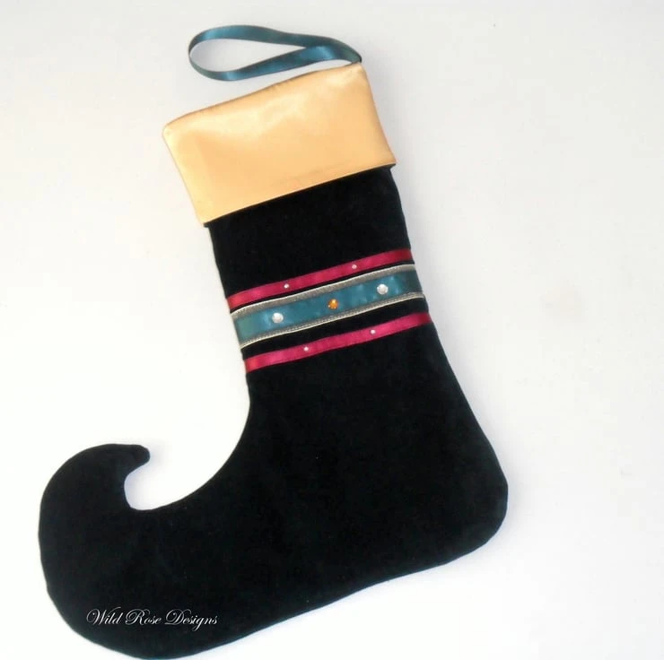 Christmas Stocking In Dark Green Velvet 1 Christmas Stocking In Dark Green Velvet
