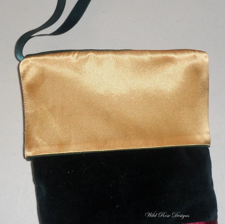 Christmas Stocking In Dark Green Velvet 3 Christmas Stocking In Dark Green Velvet - Image 3