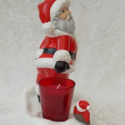 Hand Painted Ceramic Red Father Christmas Candle Tea Light Christmas Decoration. -Christmas Homeware & Accessories Shop featureditemlargei 1189