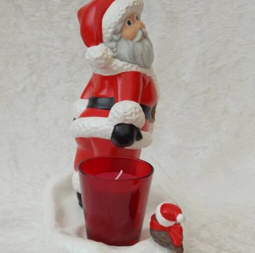 Hand Painted Ceramic Red Father Christmas Candle Tea Light Christmas Decoration. -Christmas Homeware & Accessories Shop featureditemlargei 1189