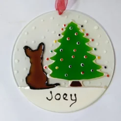 Jack Russel Christmas Sun Catcher Decoration.