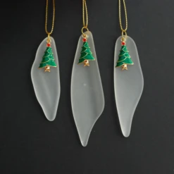 White Glass Icicles With Christmas Trees