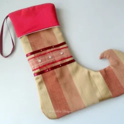 Christmas Stocking In A Red And Gold Stripe