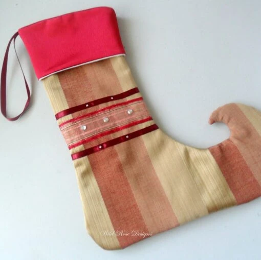 Christmas Stocking In A Red And Gold Stripe