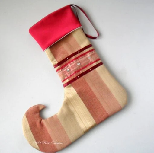 Christmas Stocking In A Red And Gold Stripe -Christmas Homeware & Accessories Shop featureditemlargei 1228