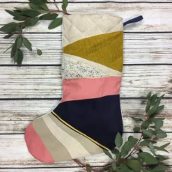 Handmade Christmas Stocking- Large Patchwork, Quilted, Punch Hook! Mustard Yello -Christmas Homeware & Accessories Shop featureditemlargei 1237