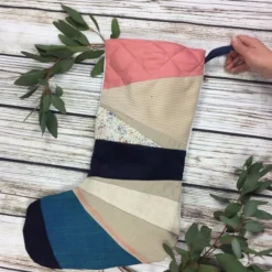 Handmade Christmas Stocking- Large Patchwork, Quilted, Punch Hook! Mustard Yello -Christmas Homeware & Accessories Shop featureditemlargei 1239