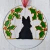 Scottie Dog And Holly Christmas Decoration