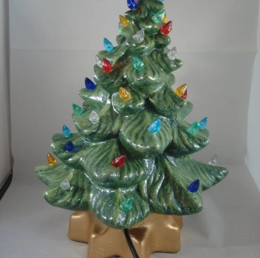 Ceramic Green Glittery Xmas Christmas Tree Table Lamp Light Ornament Decoration. -Christmas Homeware & Accessories Shop featureditemlargei 1279