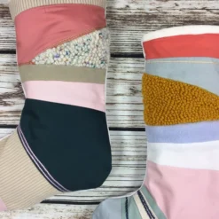 Handmade Christmas Stocking- Patchwork Punch Hook! Cream, Green And Pink Colour -Christmas Homeware & Accessories Shop featureditemlargei 130