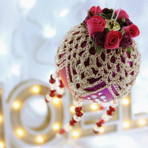 Wine And Champagne Crochet Lace Vintage Style Christmas Bauble, J3 -Christmas Homeware & Accessories Shop featureditemlargei 1314