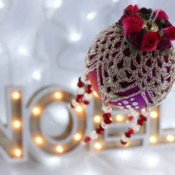 Wine And Champagne Crochet Lace Vintage Style Christmas Bauble, J3 -Christmas Homeware & Accessories Shop featureditemlargei 1315