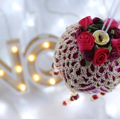 Wine And Champagne Crochet Lace Vintage Style Christmas Bauble, J3 -Christmas Homeware & Accessories Shop featureditemlargei 1316