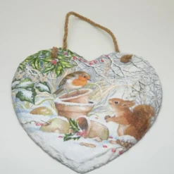 Robin Christmas Hanging Decoration, Large Slate Heart Christmas Gift -Christmas Homeware & Accessories Shop featureditemlargei 1336