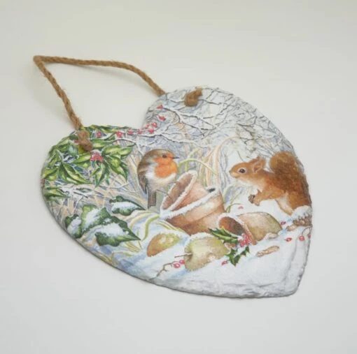 Robin Christmas Hanging Decoration, Large Slate Heart Christmas Gift -Christmas Homeware & Accessories Shop featureditemlargei 1337